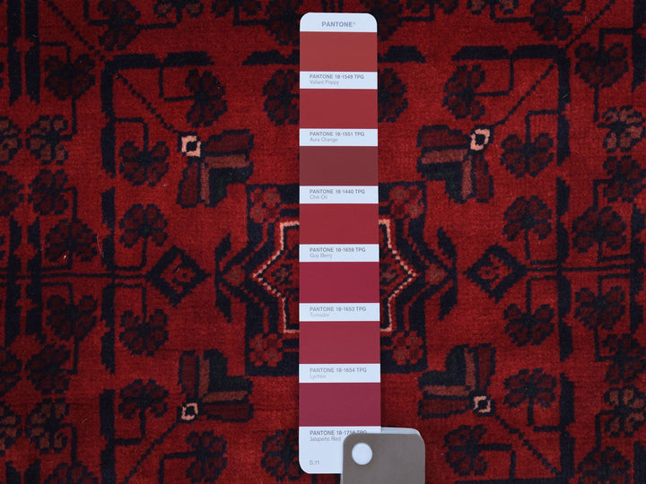 4'1" x 5'9" New Hand Knotted Red Wool Rectangle Oriental Rug - MOA10267811
