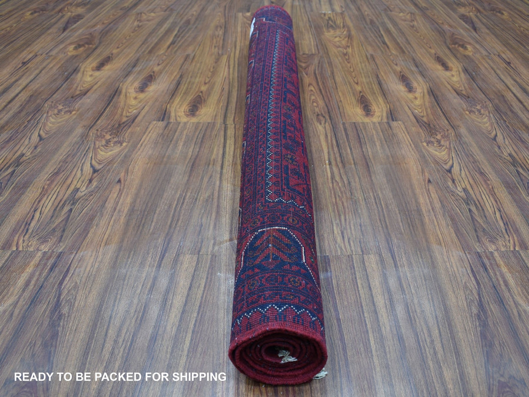 4'1" x 5'9" New Hand Knotted Red Wool Rectangle Oriental Rug - MOA10267811