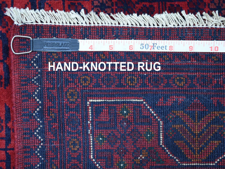 4'1" x 5'9" New Hand Knotted Red Wool Rectangle Oriental Rug - MOA10267811