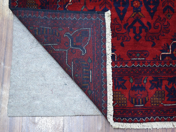 3'3" x 4'8" New Hand Knotted Red Wool Rectangle Oriental Rug - MOA10267816