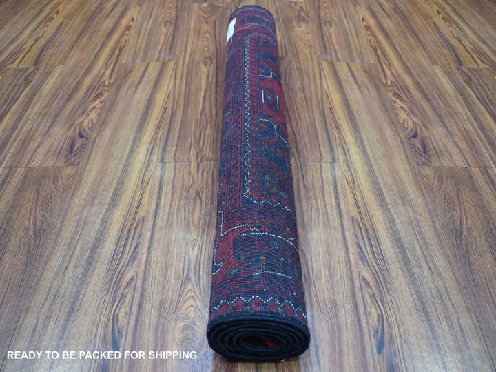 3'3" x 4'8" New Hand Knotted Red Wool Rectangle Oriental Rug - MOA10267816
