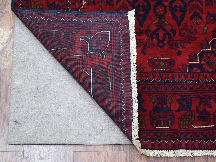 3'3" x 4'10" New Hand Knotted Red Wool Rectangle Oriental Rug - MOA10267817