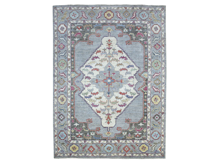 9'0" x 12'0" New Hand Knotted Grey Wool Rectangle Oriental Rug - MOA10267899