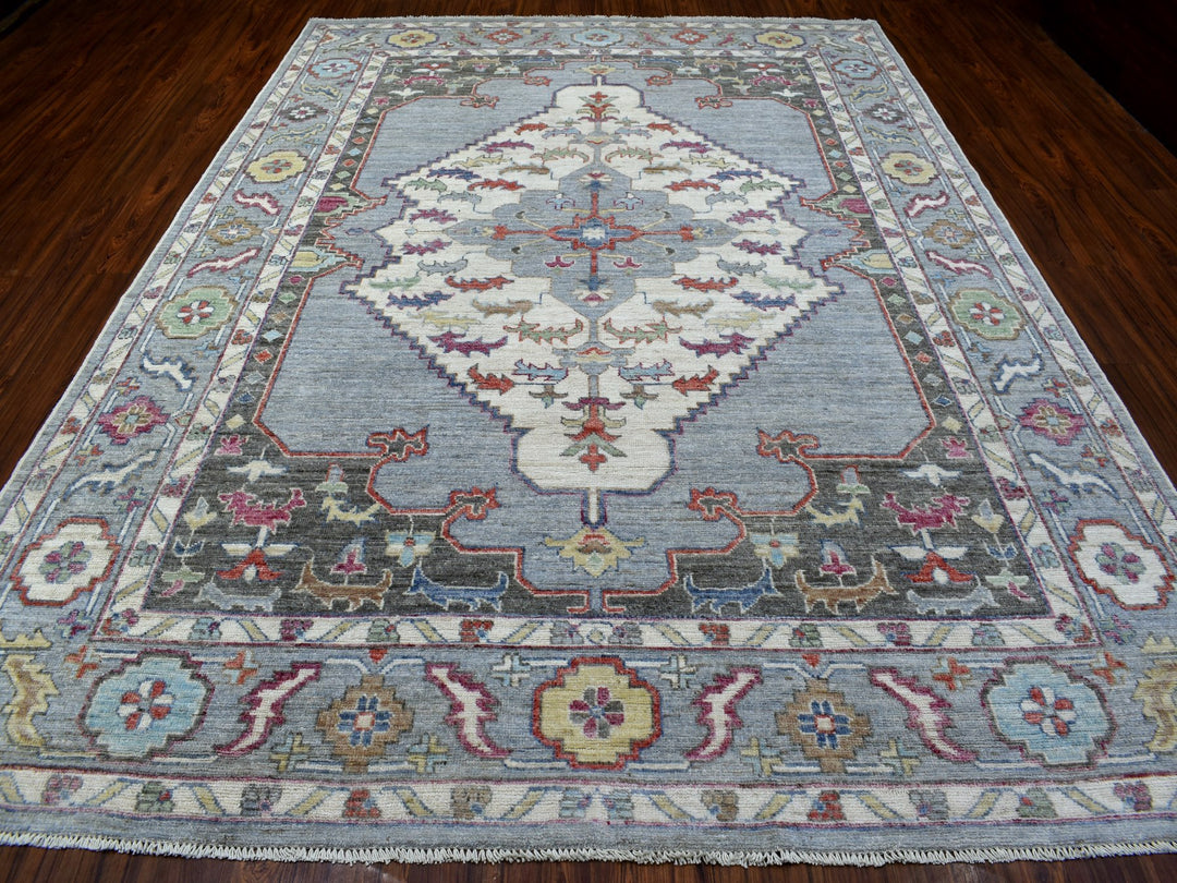 9'0" x 12'0" New Hand Knotted Grey Wool Rectangle Oriental Rug - MOA10267899