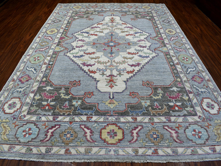 9'0" x 12'0" New Hand Knotted Grey Wool Rectangle Oriental Rug - MOA10267899