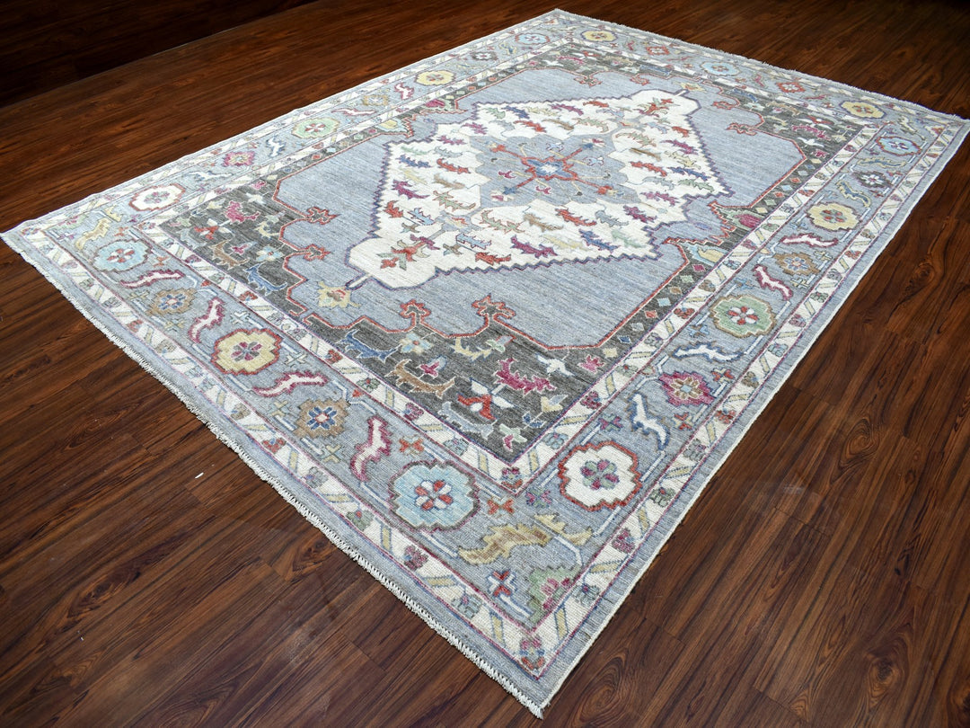 9'0" x 12'0" New Hand Knotted Grey Wool Rectangle Oriental Rug - MOA10267899