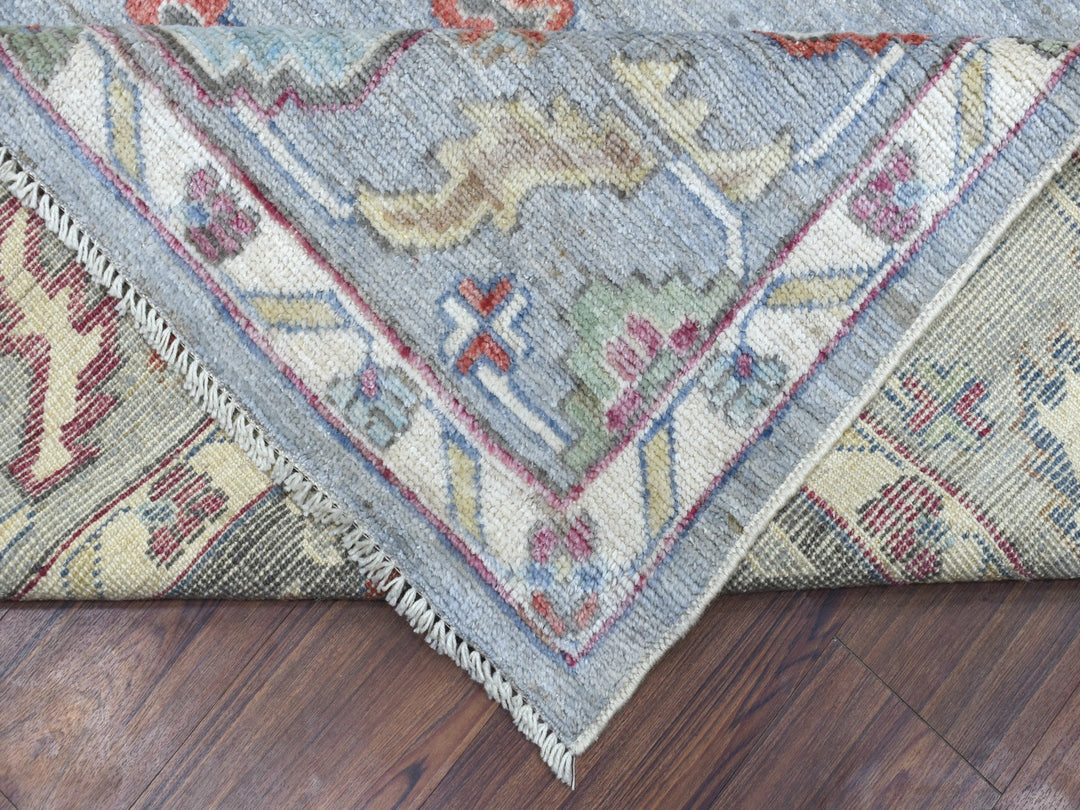 9'0" x 12'0" New Hand Knotted Grey Wool Rectangle Oriental Rug - MOA10267899