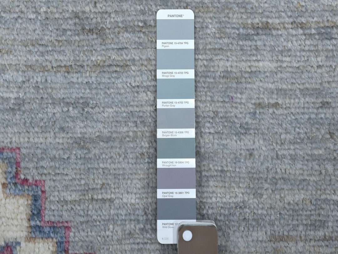 9'0" x 12'0" New Hand Knotted Grey Wool Rectangle Oriental Rug - MOA10267899