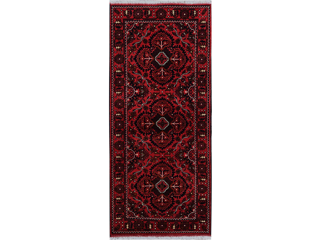 2'3" x 5'2" New Hand Knotted Red Wool Runner Oriental Rug - MOA102678