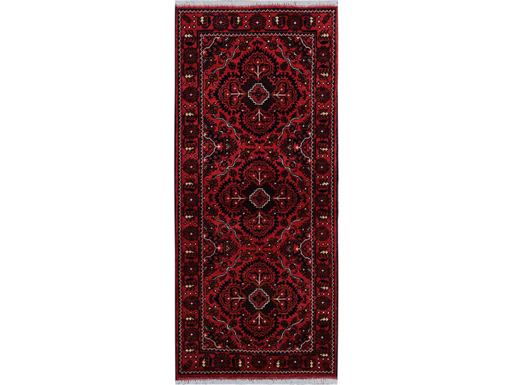 2'3" x 5'2" New Hand Knotted Red Wool Runner Oriental Rug - MOA102678