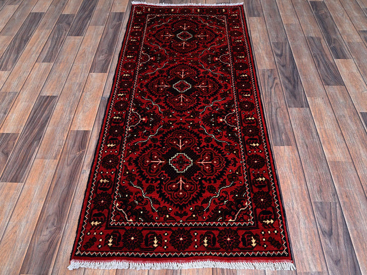 2'3" x 5'2" New Hand Knotted Red Wool Runner Oriental Rug - MOA102678