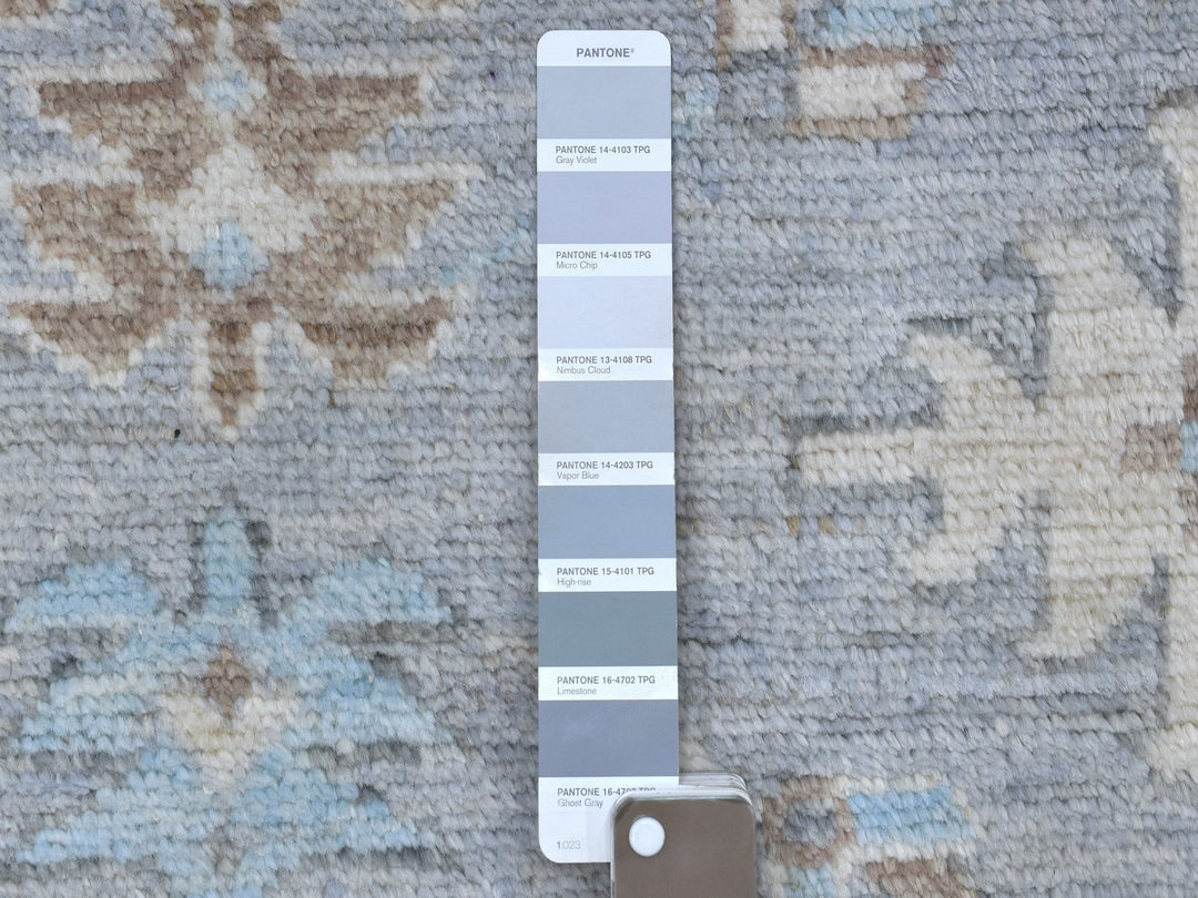 3'10" x 12'1" New Hand Knotted Grey Wool Runner Oriental Rug - MOA10267916