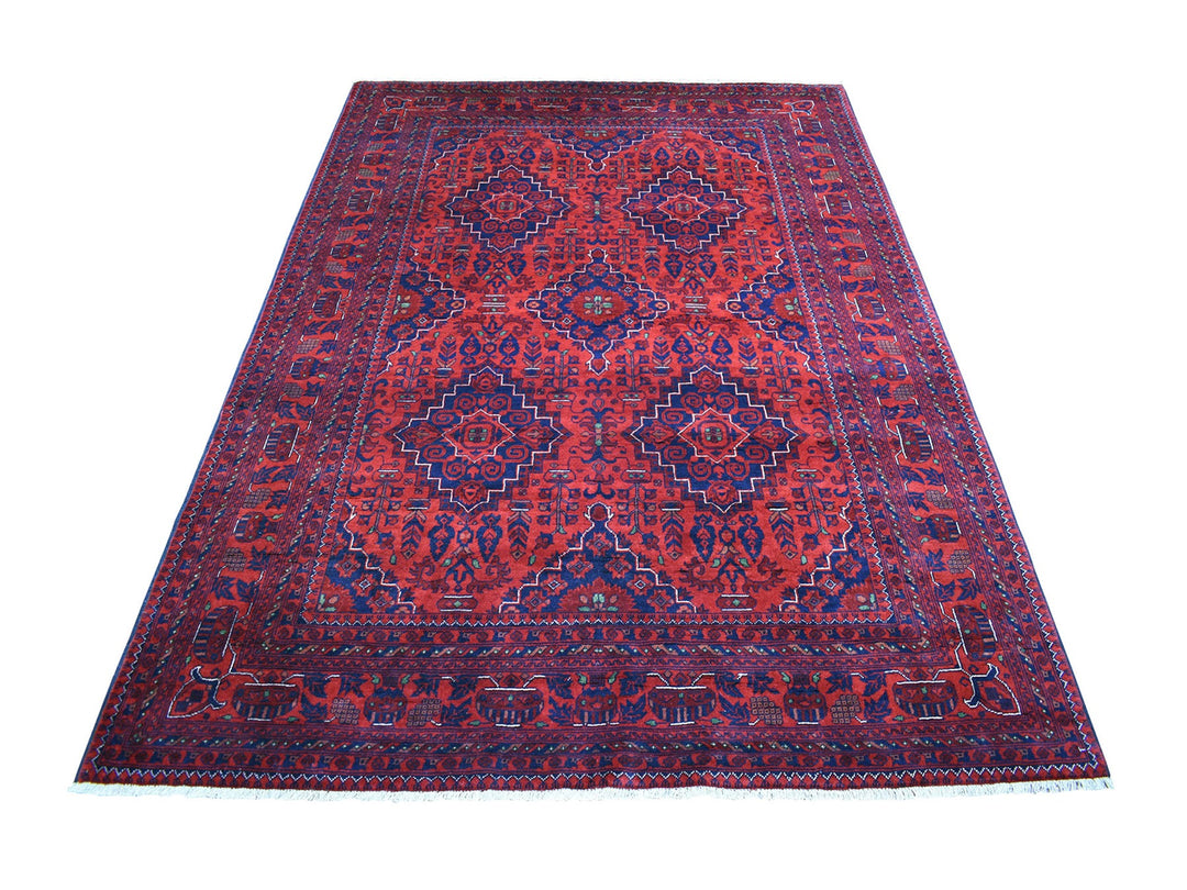 5'8" x 7'7" New Hand Knotted Red Wool Rectangle Oriental Rug - MOA10267952