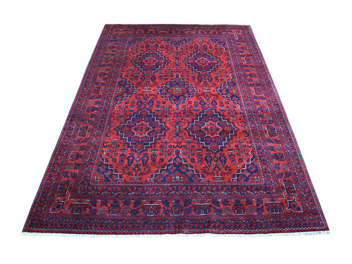 5'8" x 7'7" New Hand Knotted Red Wool Rectangle Oriental Rug - MOA10267952