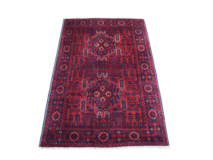3'3" x 4'10" New Hand Knotted Red Wool Rectangle Oriental Rug - MOA10267957
