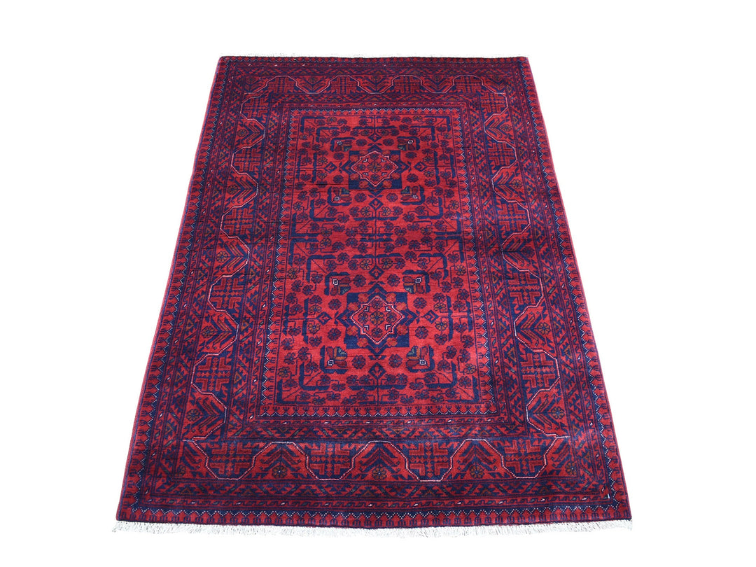 3'3" x 4'10" New Hand Knotted Red Wool Rectangle Oriental Rug - MOA10267960