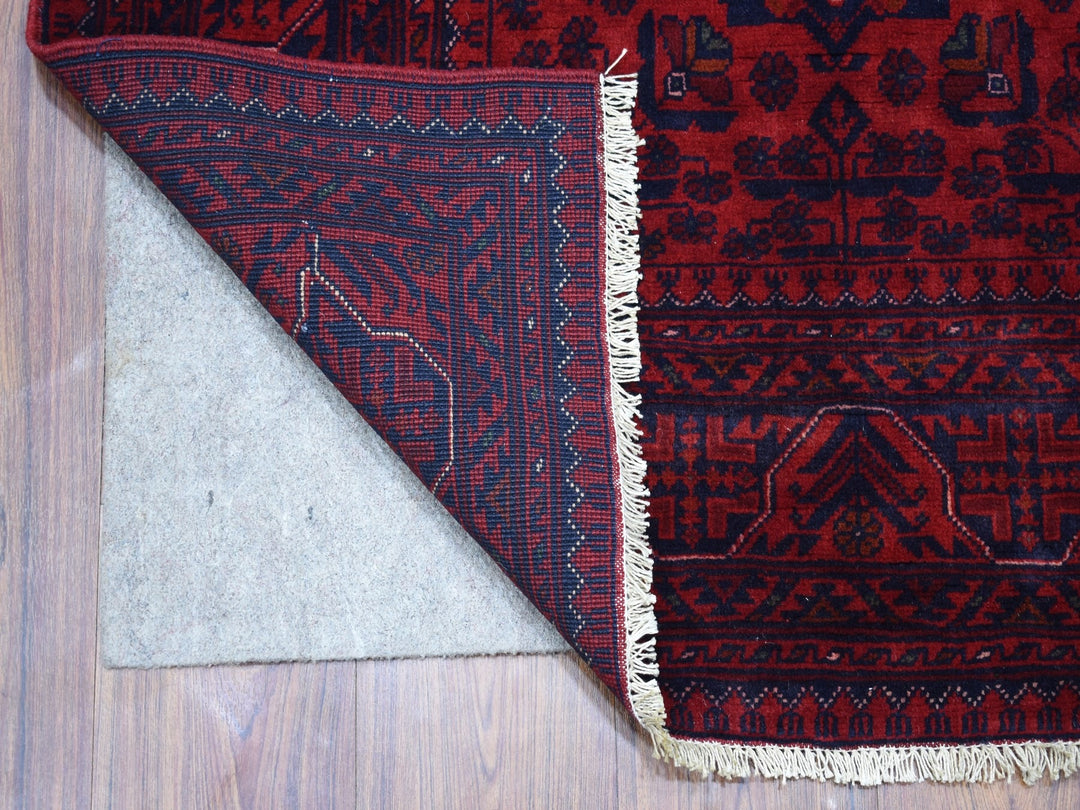 3'3" x 4'10" New Hand Knotted Red Wool Rectangle Oriental Rug - MOA10267960