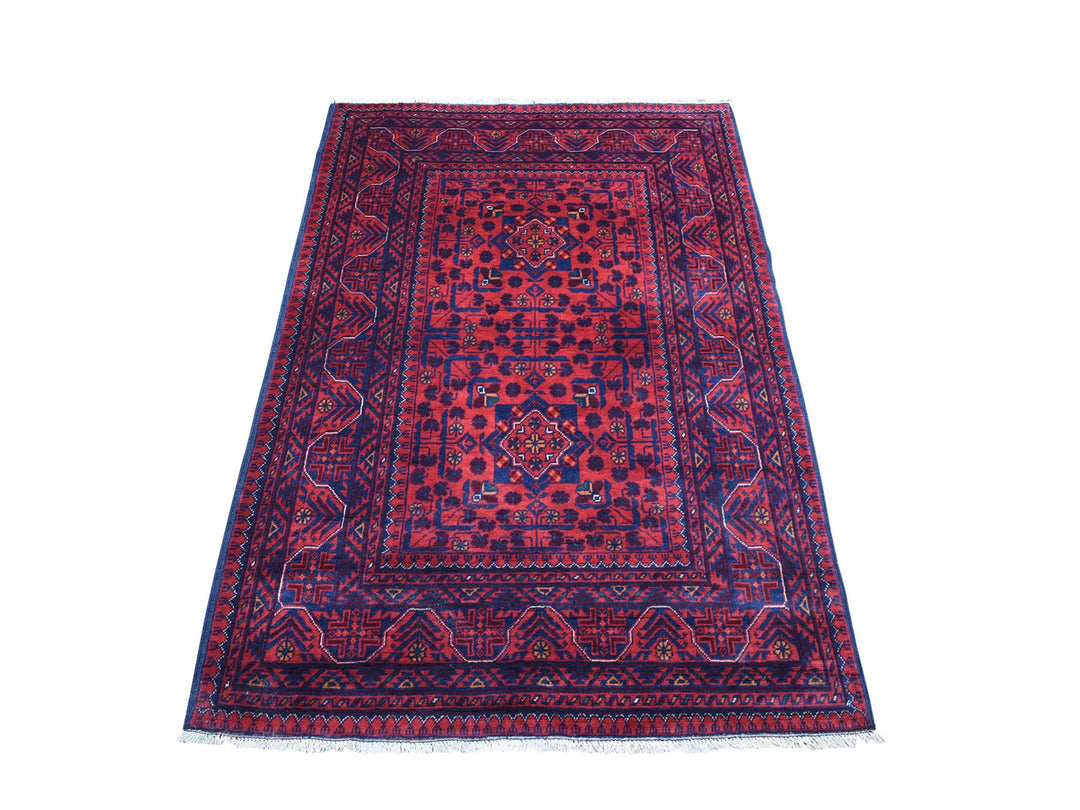 3'3" x 5'0" New Hand Knotted Red Wool Rectangle Oriental Rug - MOA10267961