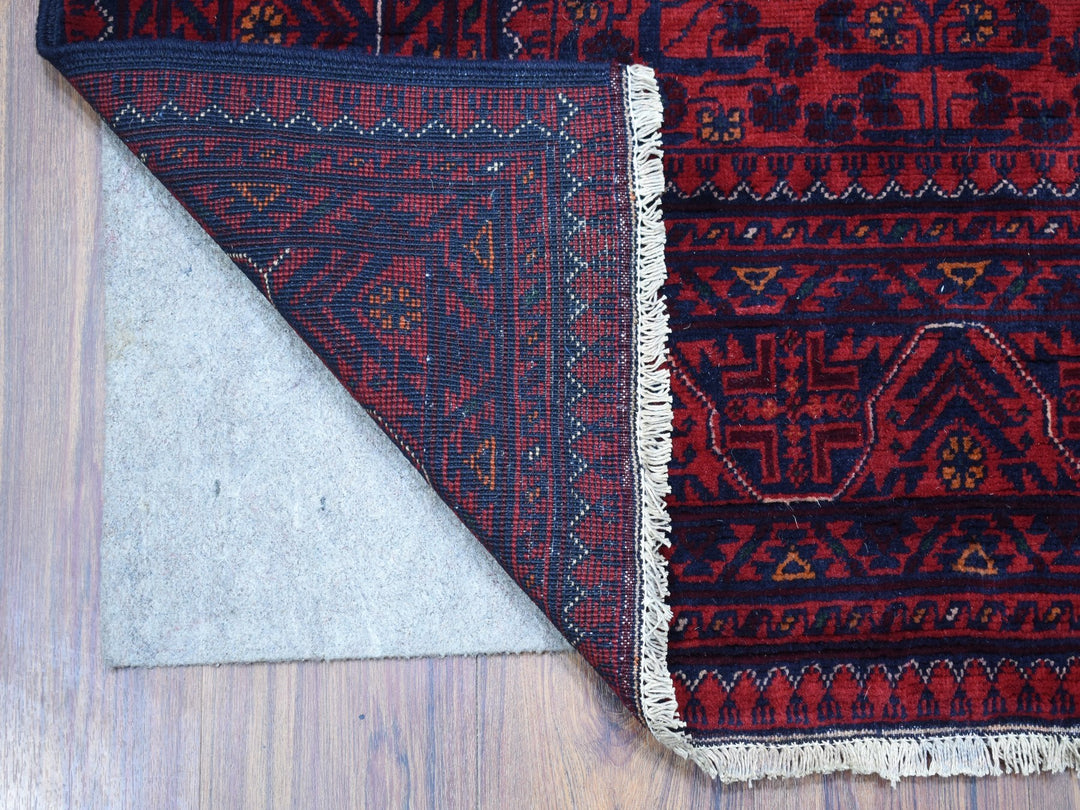 3'3" x 5'0" New Hand Knotted Red Wool Rectangle Oriental Rug - MOA10267961