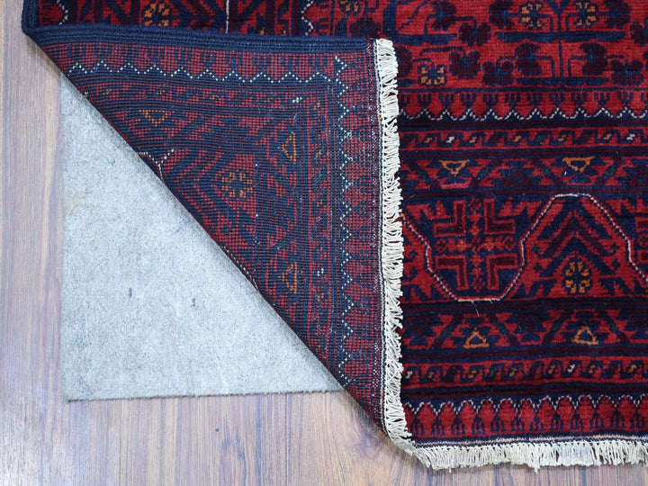 3'3" x 5'0" New Hand Knotted Red Wool Rectangle Oriental Rug - MOA10267961