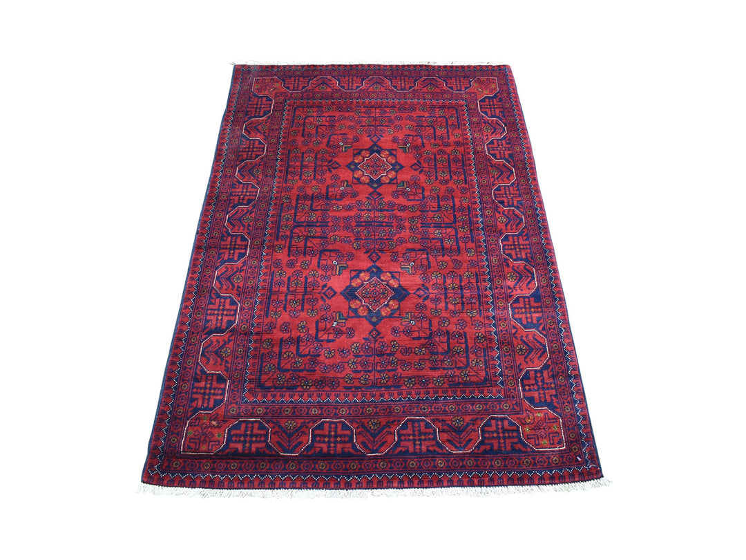 3'4" x 4'10" New Hand Knotted Red Wool Rectangle Oriental Rug - MOA10267964