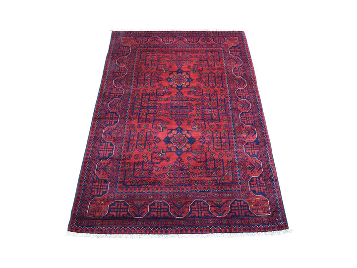 3'4" x 4'10" New Hand Knotted Red Wool Rectangle Oriental Rug - MOA10267964