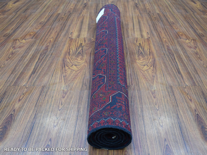 3'4" x 4'10" New Hand Knotted Red Wool Rectangle Oriental Rug - MOA10267964