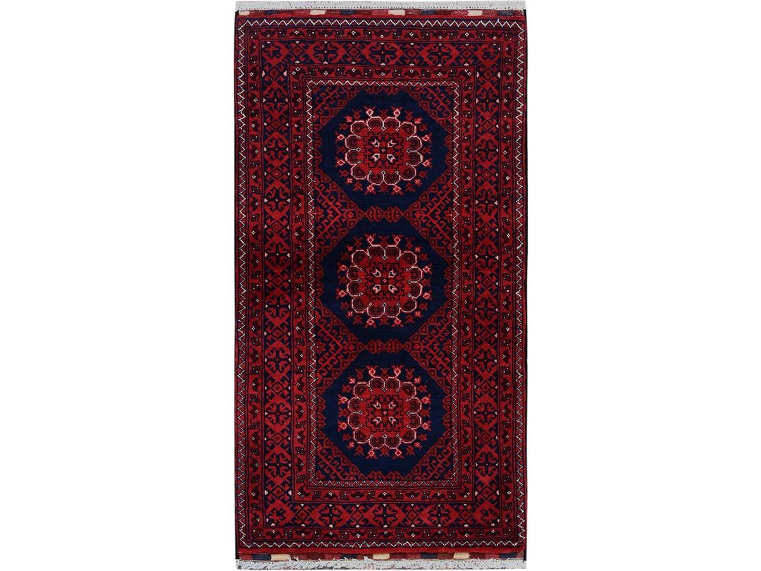 2'2" x 4'0" New Hand Knotted Red Wool Rectangle Oriental Rug - MOA102679