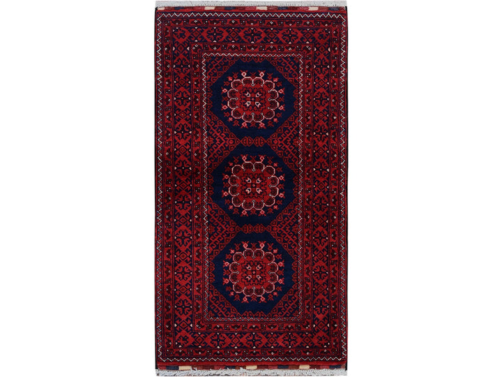 2'2" x 4'0" New Hand Knotted Red Wool Rectangle Oriental Rug - MOA102679
