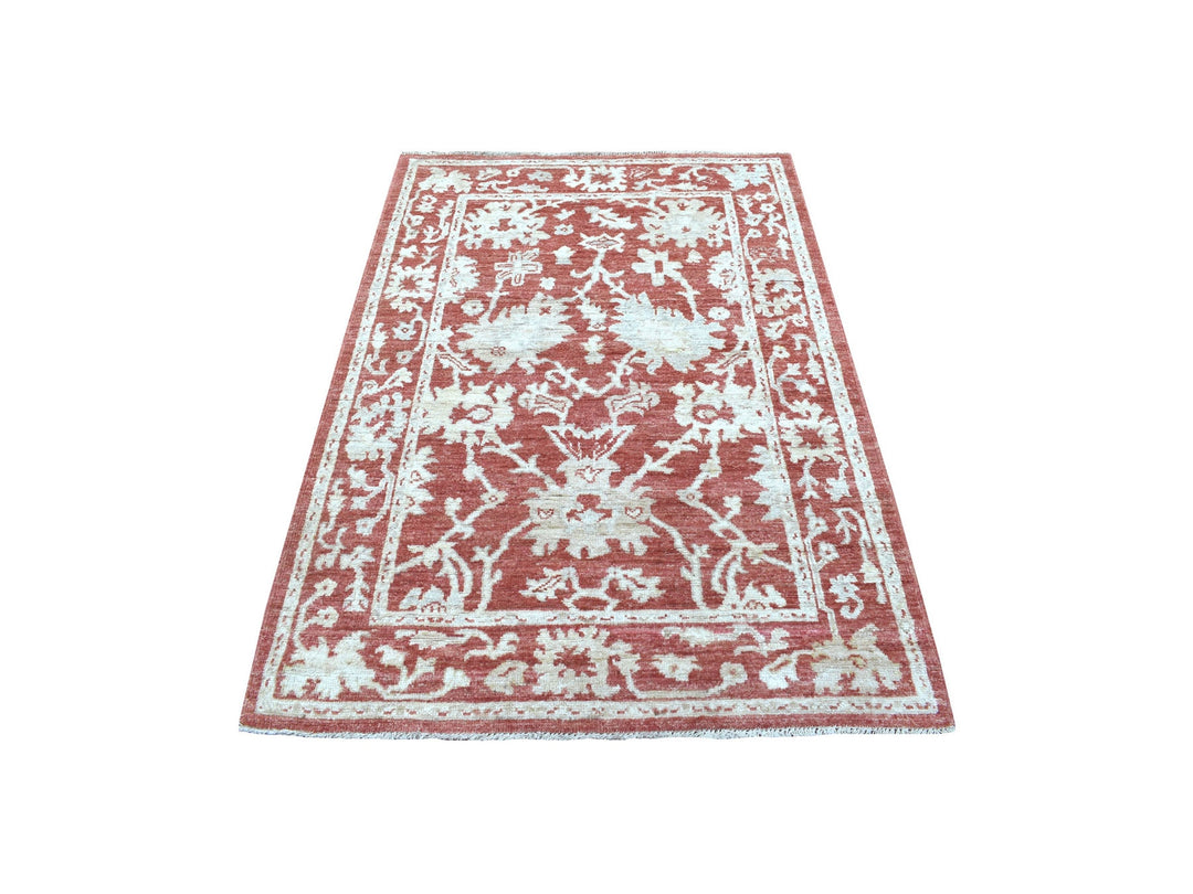 4'0" x 5'9" New Hand Knotted Red Wool Rectangle Oriental Rug - MOA10268041