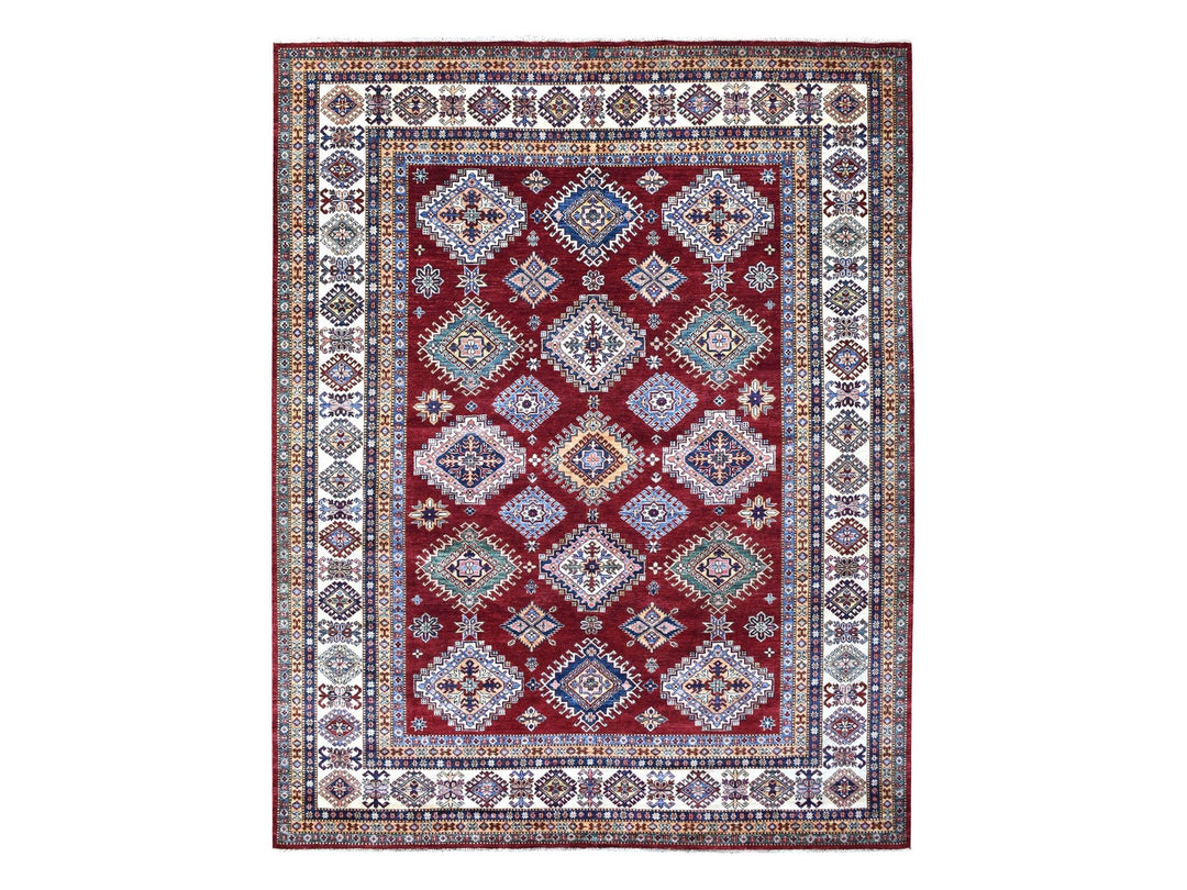 8'1" x 10'0" New Hand Knotted Red Wool Rectangle Oriental Rug - MOA10268058