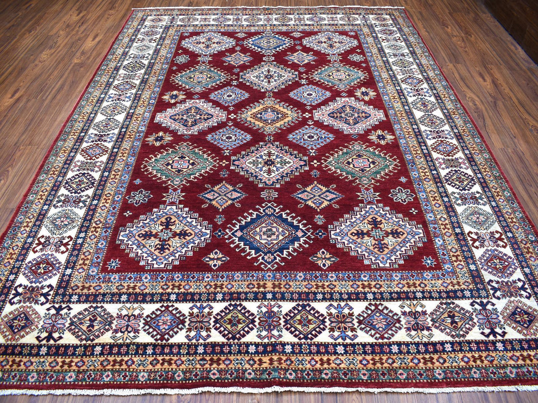 8'1" x 10'0" New Hand Knotted Red Wool Rectangle Oriental Rug - MOA10268058