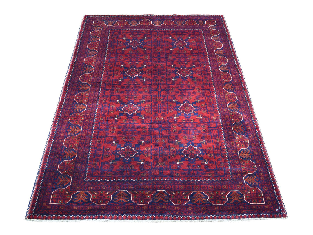 3'10" x 5'9" New Hand Knotted Red Wool Rectangle Oriental Rug - MOA10268070