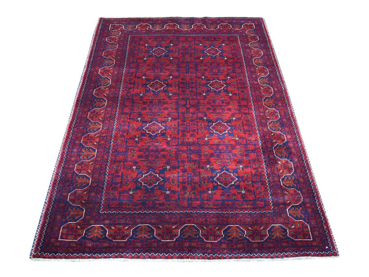 3'10" x 5'9" New Hand Knotted Red Wool Rectangle Oriental Rug - MOA10268070