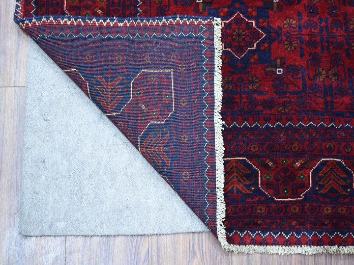 3'10" x 5'9" New Hand Knotted Red Wool Rectangle Oriental Rug - MOA10268070