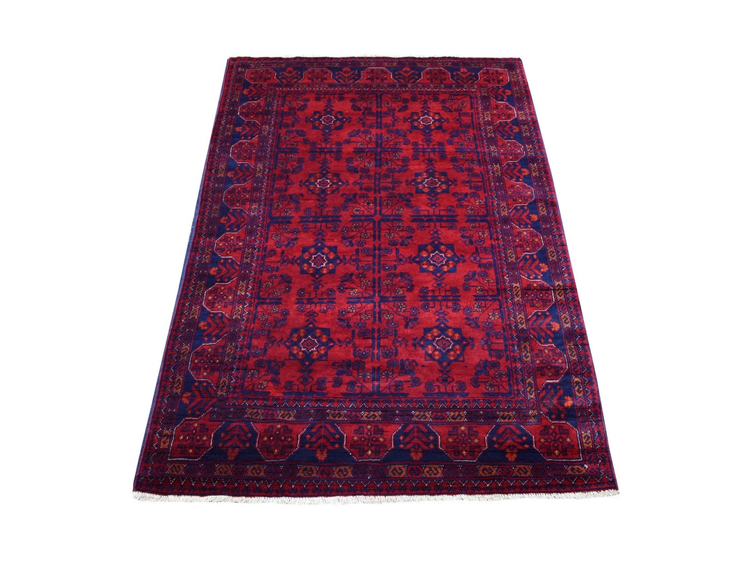 3'4" x 5'0" New Hand Knotted Red Wool Rectangle Oriental Rug - MOA10268089