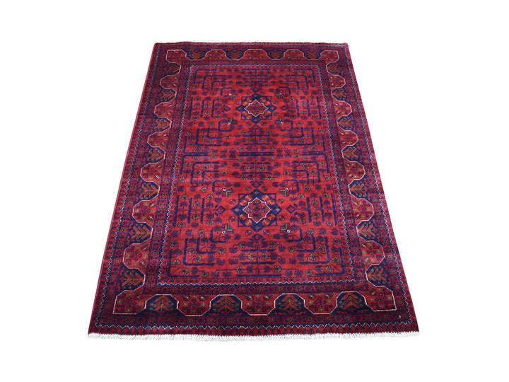 3'3" x 5'0" New Hand Knotted Red Wool Rectangle Oriental Rug - MOA10268092