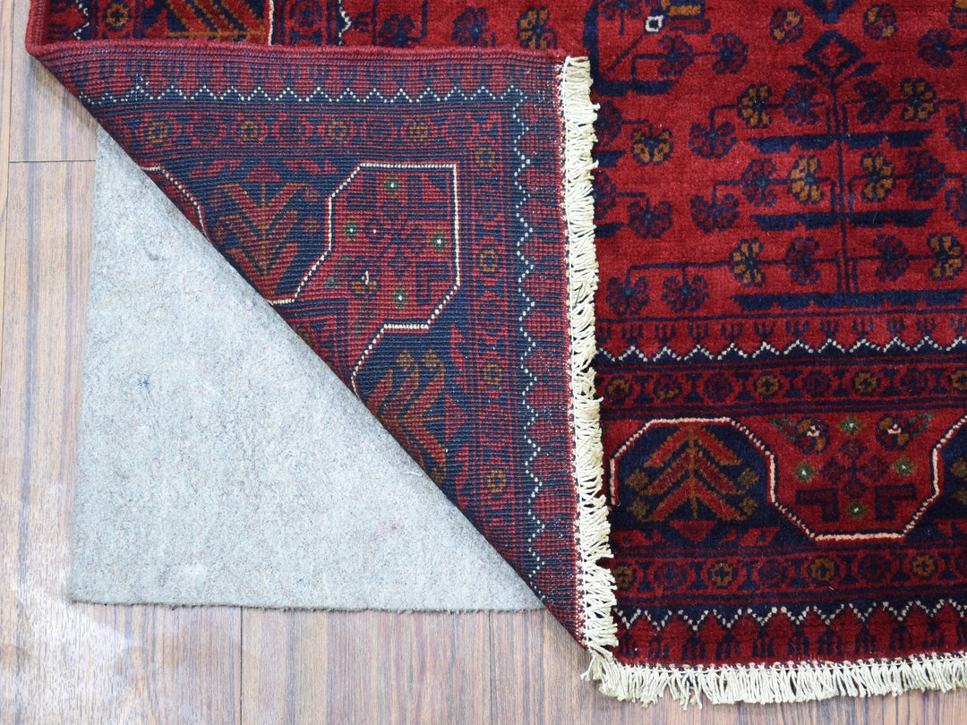 3'3" x 5'0" New Hand Knotted Red Wool Rectangle Oriental Rug - MOA10268092