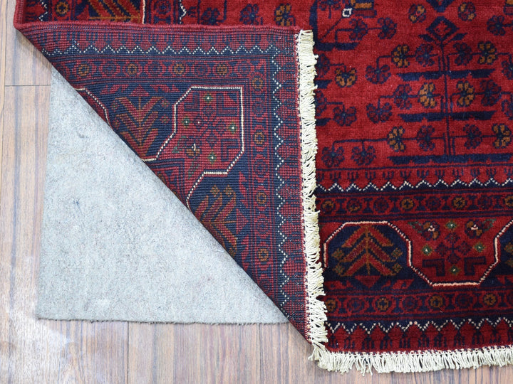 3'3" x 5'0" New Hand Knotted Red Wool Rectangle Oriental Rug - MOA10268092