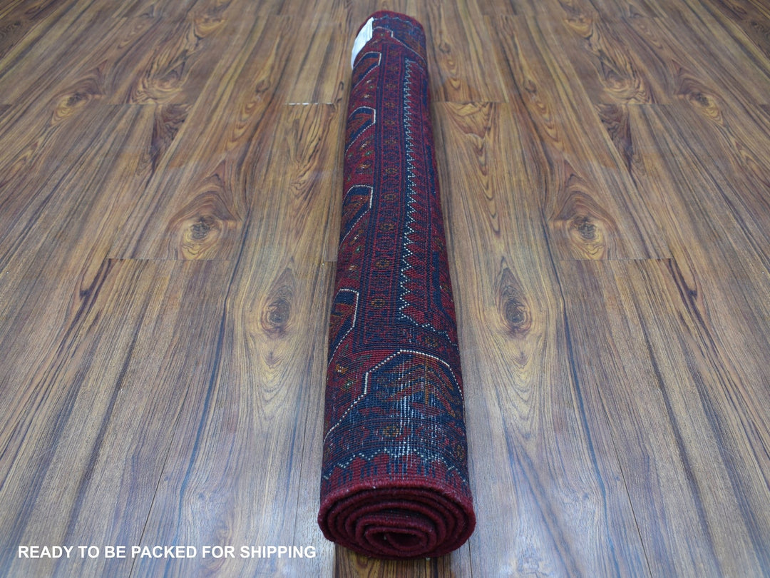 3'3" x 5'0" New Hand Knotted Red Wool Rectangle Oriental Rug - MOA10268092