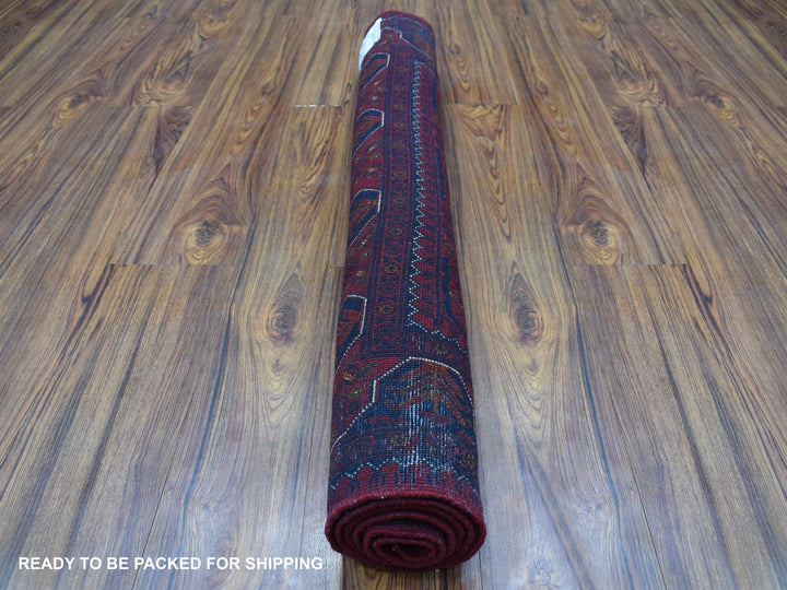3'3" x 5'0" New Hand Knotted Red Wool Rectangle Oriental Rug - MOA10268092