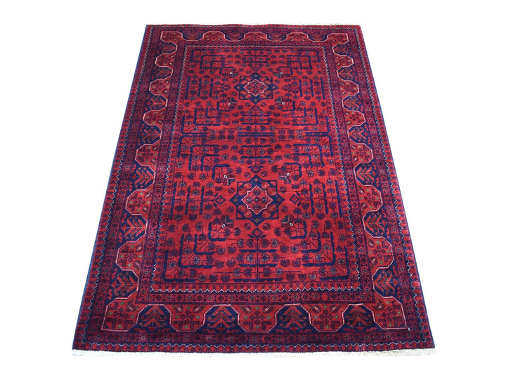 3'4" x 4'9" New Hand Knotted Red Wool Rectangle Oriental Rug - MOA10268095