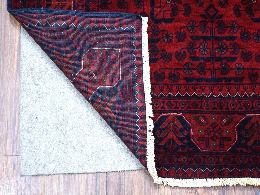 3'4" x 4'9" New Hand Knotted Red Wool Rectangle Oriental Rug - MOA10268095