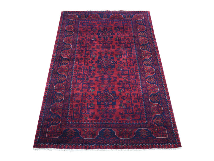 3'3" x 5'0" New Hand Knotted Red Wool Rectangle Oriental Rug - MOA10268096