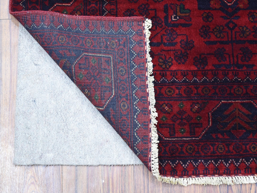 3'3" x 5'0" New Hand Knotted Red Wool Rectangle Oriental Rug - MOA10268096