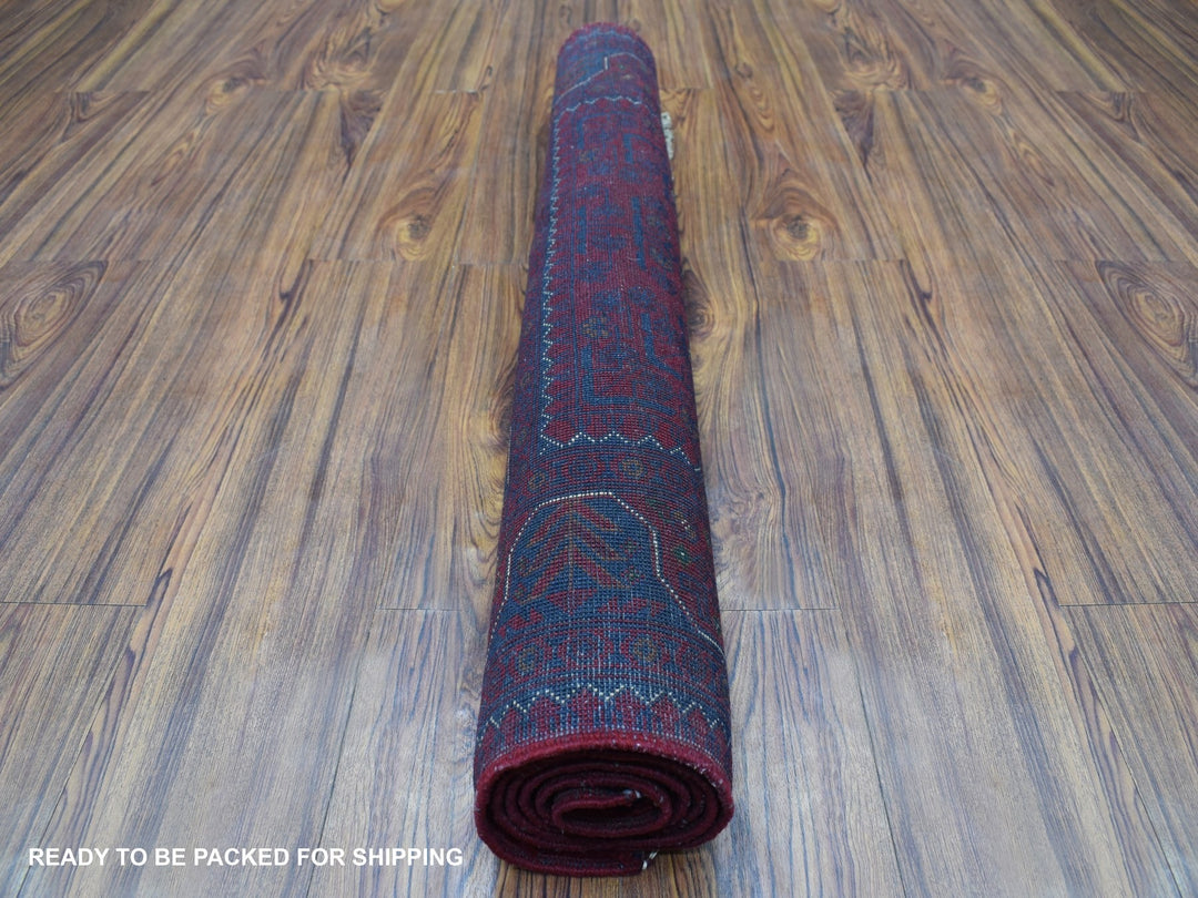 3'3" x 5'0" New Hand Knotted Red Wool Rectangle Oriental Rug - MOA10268096