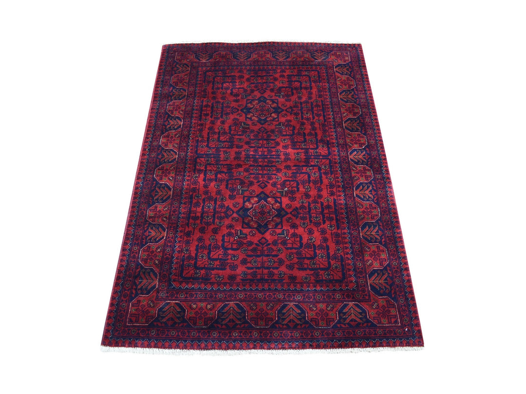 3'4" x 4'9" New Hand Knotted Red Wool Rectangle Oriental Rug - MOA10268098