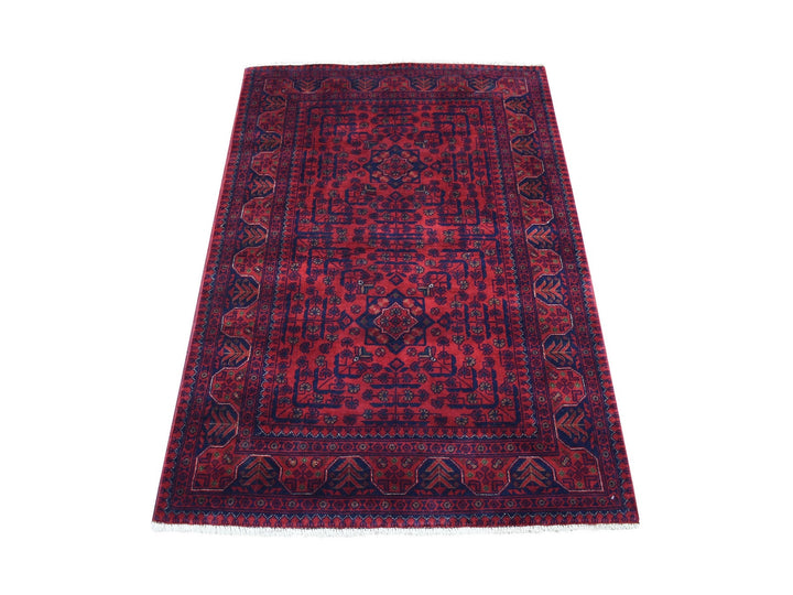 3'4" x 4'9" New Hand Knotted Red Wool Rectangle Oriental Rug - MOA10268098