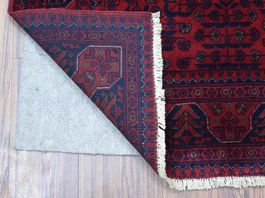 3'4" x 4'9" New Hand Knotted Red Wool Rectangle Oriental Rug - MOA10268098