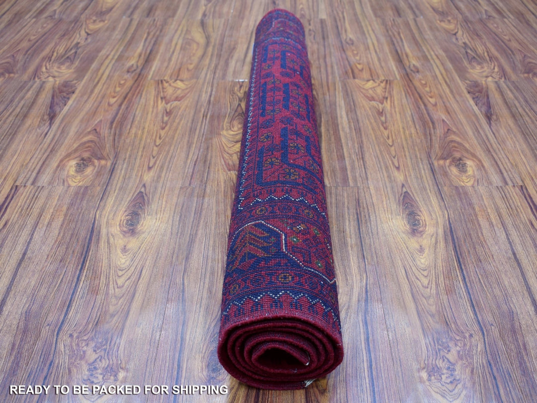3'4" x 4'9" New Hand Knotted Red Wool Rectangle Oriental Rug - MOA10268098